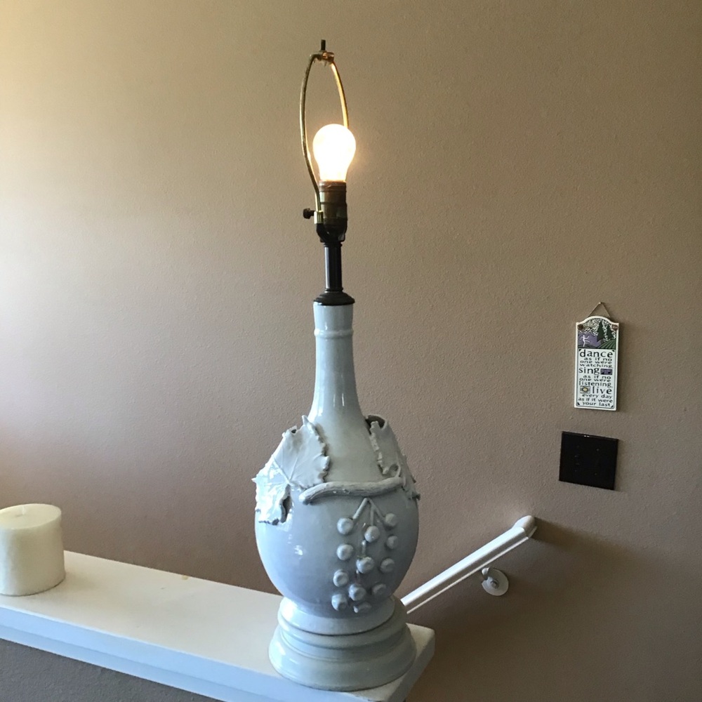 Large Vintage Ceramic Grape Motif Table Lamp